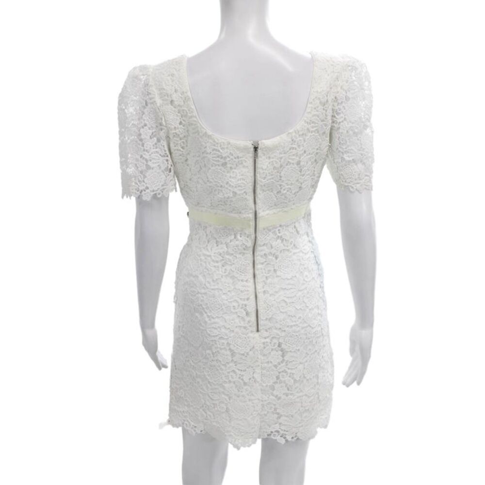 Self-Portrait Womens Mini White Square Neck Short Sleeve Dress Size 6 - Picture 3 of 7